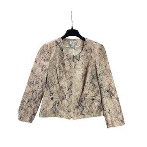 Molly & Max Petite Womens Snake Print Full Zip Jacket PL Beige Brown Long Sleeve